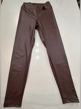 aerie OFFLINE Hi-Rise Real Lux ($60) Brown Imitation Leather, L